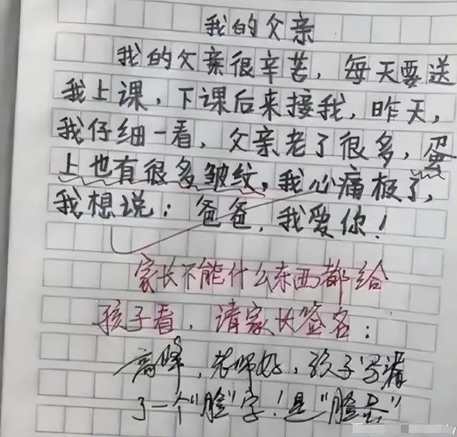 小学儿子背刺老爸一篇作文看的先生面红耳赤真乐鱼电竞不睹外啊！(图4)